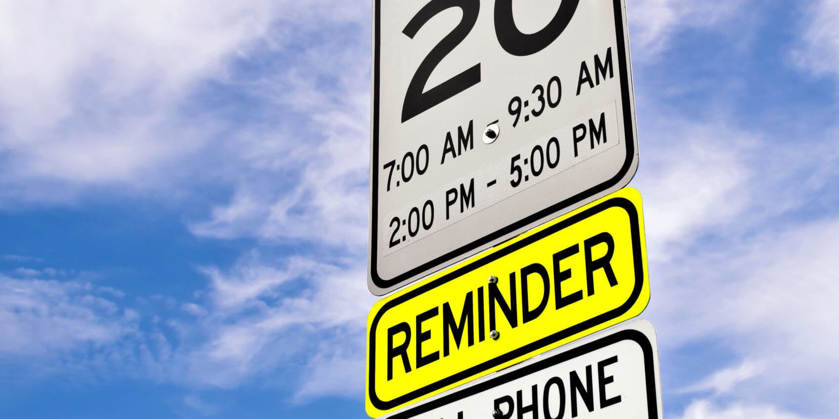 school zone safety reminder sign